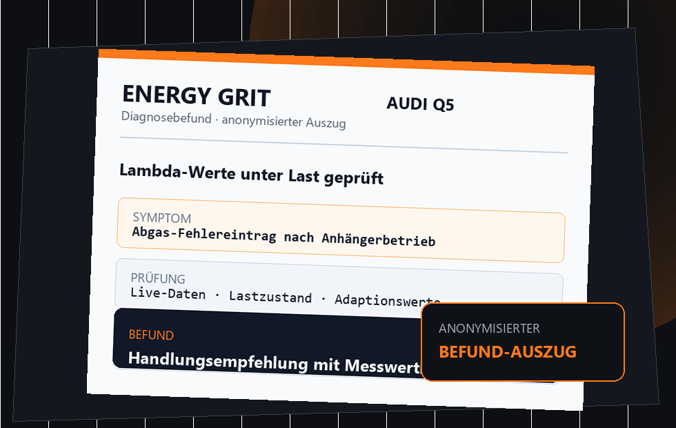 Professioneller anonymisierter Diagnosebefund-Auszug zur Lambdasonde beim Audi Q5